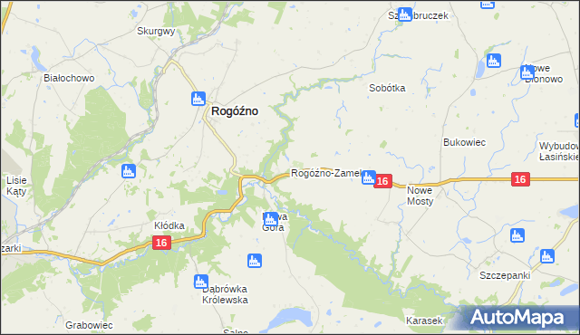 mapa Rogóźno-Zamek, Rogóźno-Zamek na mapie Targeo