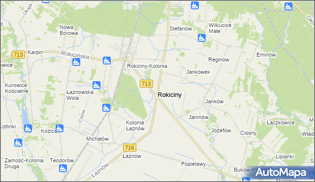 mapa Rokiciny powiat tomaszowski, Rokiciny powiat tomaszowski na mapie Targeo