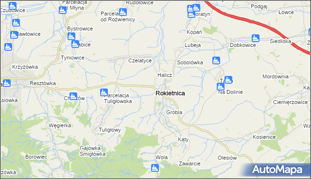 mapa Rokietnica powiat jarosławski, Rokietnica powiat jarosławski na mapie Targeo