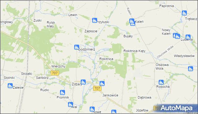 mapa Rokitnica gmina Nowe Miasto nad Pilicą, Rokitnica gmina Nowe Miasto nad Pilicą na mapie Targeo