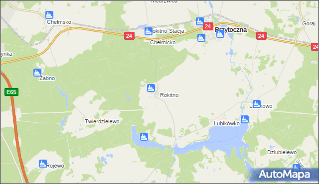 mapa Rokitno gmina Przytoczna, Rokitno gmina Przytoczna na mapie Targeo