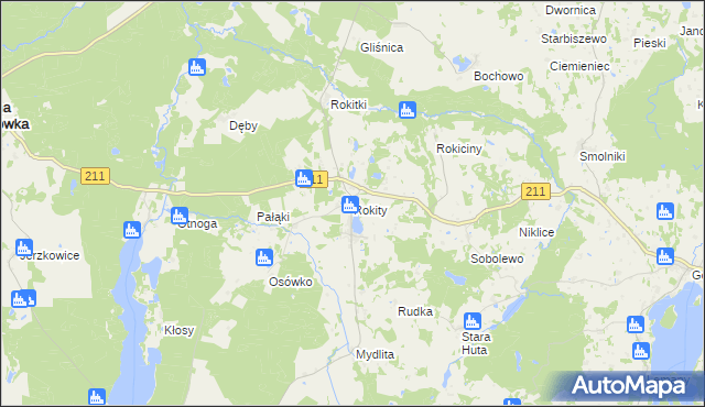 mapa Rokity gmina Czarna Dąbrówka, Rokity gmina Czarna Dąbrówka na mapie Targeo