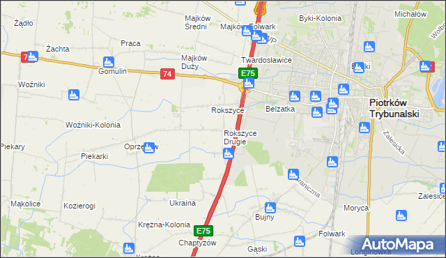 mapa Rokszyce Drugie, Rokszyce Drugie na mapie Targeo