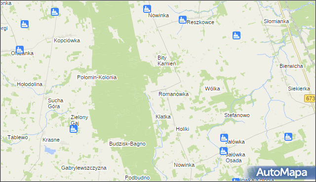 mapa Romanówka gmina Sidra, Romanówka gmina Sidra na mapie Targeo