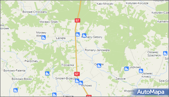 mapa Romany-Janowięta, Romany-Janowięta na mapie Targeo