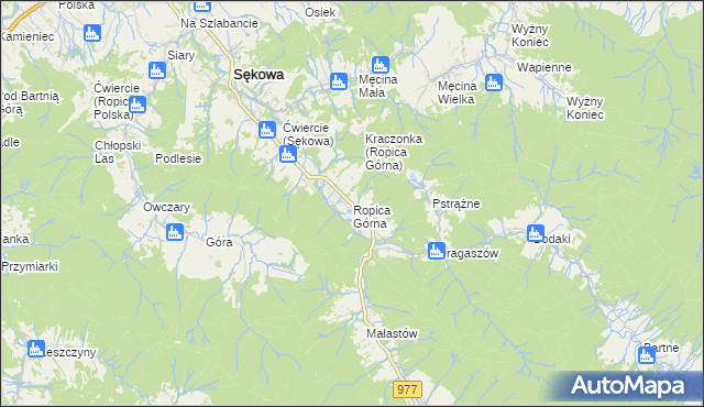 mapa Ropica Górna, Ropica Górna na mapie Targeo