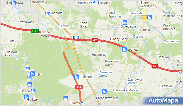 mapa Rosanów, Rosanów na mapie Targeo