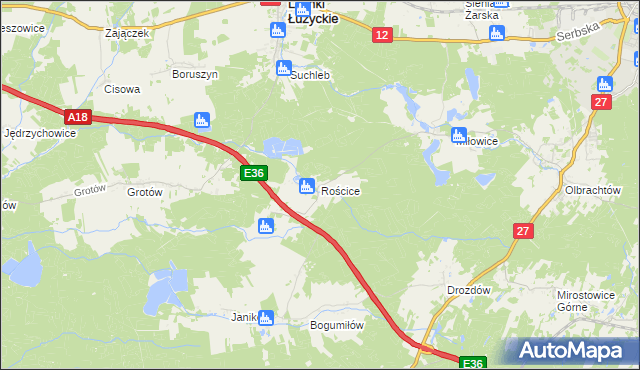 mapa Rościce, Rościce na mapie Targeo