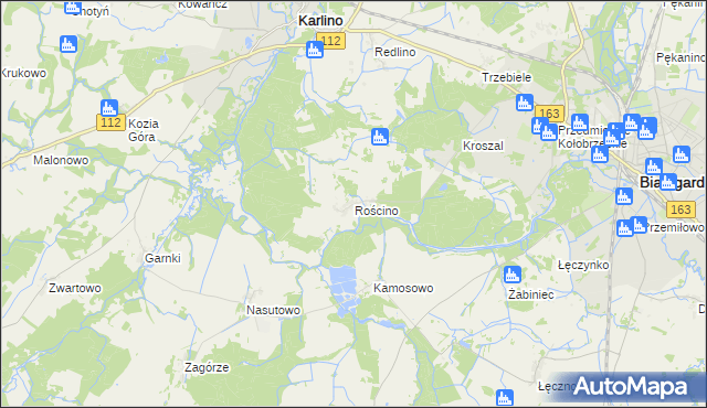 mapa Rościno, Rościno na mapie Targeo