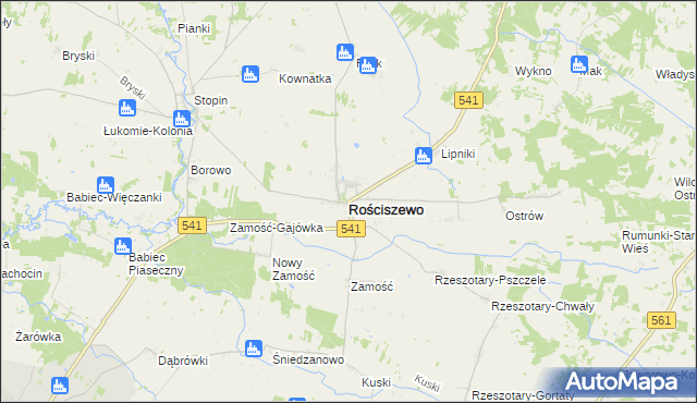 mapa Rościszewo powiat sierpecki, Rościszewo powiat sierpecki na mapie Targeo