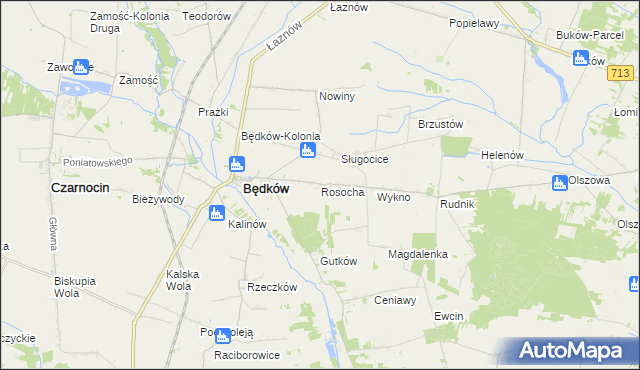 mapa Rosocha gmina Będków, Rosocha gmina Będków na mapie Targeo