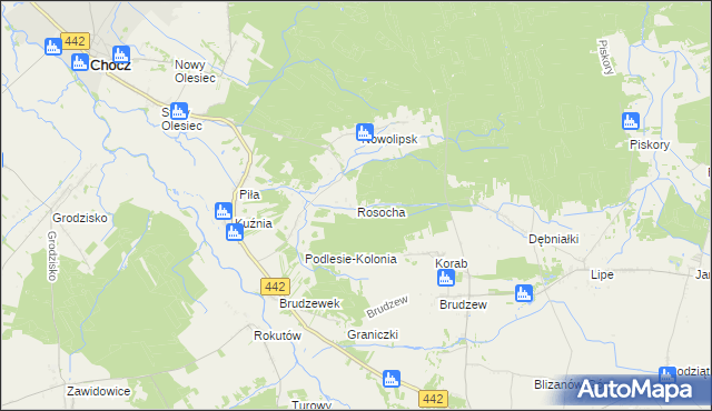 mapa Rosocha gmina Blizanów, Rosocha gmina Blizanów na mapie Targeo