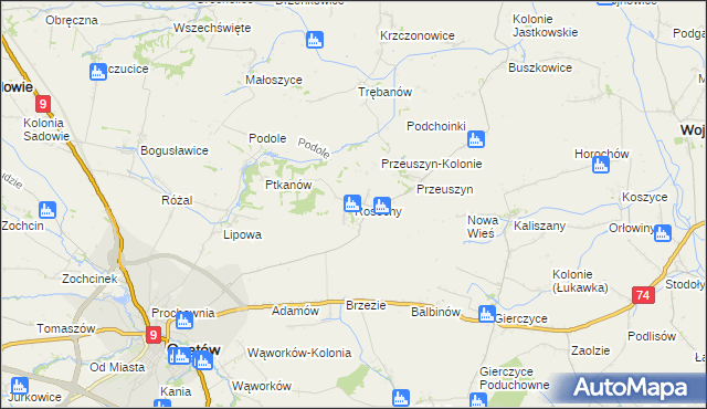 mapa Rosochy gmina Opatów, Rosochy gmina Opatów na mapie Targeo