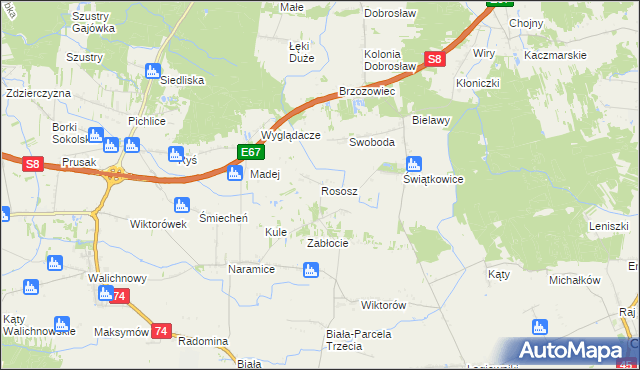 mapa Rososz gmina Biała, Rososz gmina Biała na mapie Targeo