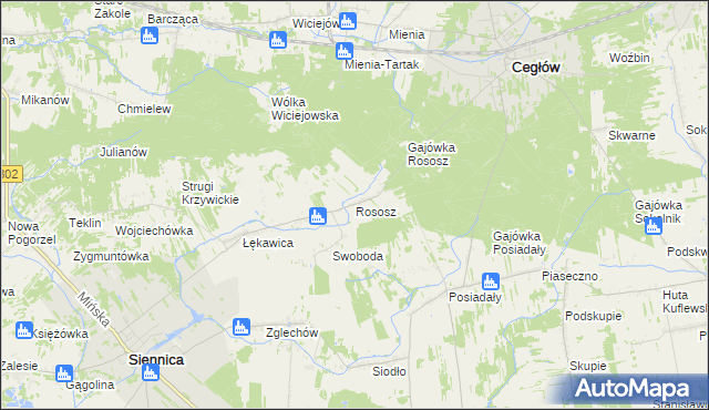 mapa Rososz gmina Cegłów, Rososz gmina Cegłów na mapie Targeo