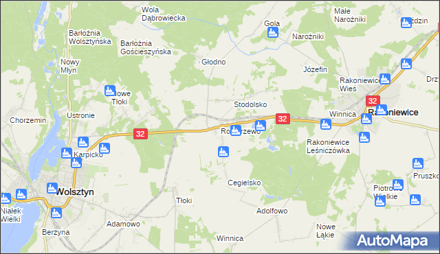 mapa Rostarzewo, Rostarzewo na mapie Targeo