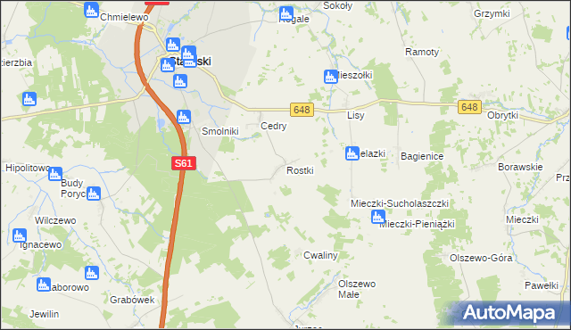 mapa Rostki gmina Stawiski, Rostki gmina Stawiski na mapie Targeo