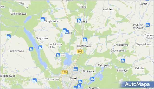 mapa Roszkówko gmina Skoki, Roszkówko gmina Skoki na mapie Targeo