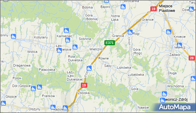 mapa Równe gmina Dukla, Równe gmina Dukla na mapie Targeo