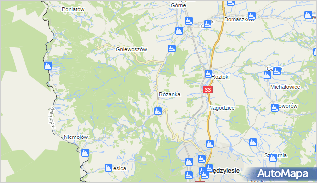 mapa Różanka gmina Międzylesie, Różanka gmina Międzylesie na mapie Targeo