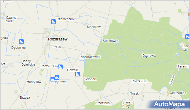 mapa Rozdrażewek gmina Krotoszyn, Rozdrażewek gmina Krotoszyn na mapie Targeo