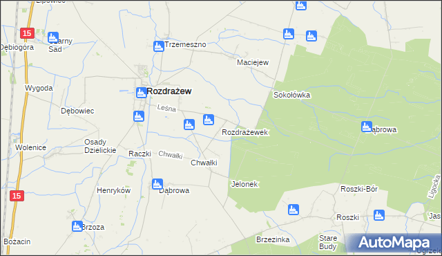 mapa Rozdrażewek gmina Rozdrażew, Rozdrażewek gmina Rozdrażew na mapie Targeo