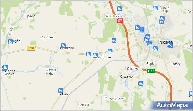 mapa Rozdroże, Rozdroże na mapie Targeo