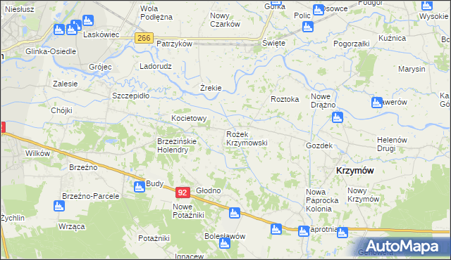 mapa Rożek Krzymowski, Rożek Krzymowski na mapie Targeo