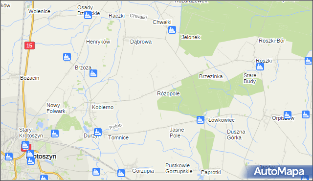 mapa Różopole, Różopole na mapie Targeo