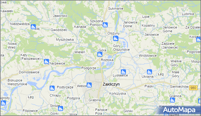 mapa Roztoka gmina Zakliczyn, Roztoka gmina Zakliczyn na mapie Targeo