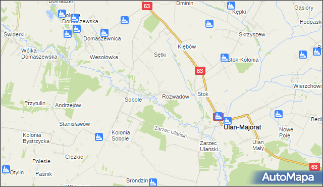 mapa Rozwadów gmina Ulan-Majorat, Rozwadów gmina Ulan-Majorat na mapie Targeo