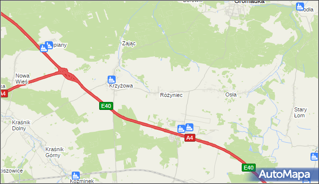 mapa Różyniec, Różyniec na mapie Targeo