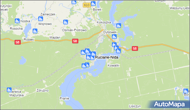 mapa Ruciane-Nida, Ruciane-Nida na mapie Targeo