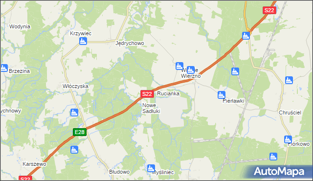 mapa Rucianka, Rucianka na mapie Targeo