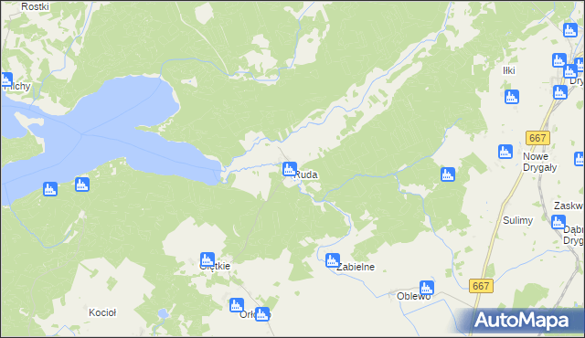 mapa Ruda gmina Biała Piska, Ruda gmina Biała Piska na mapie Targeo