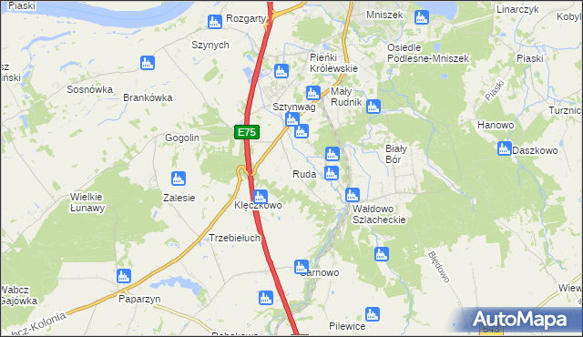 mapa Ruda gmina Grudziądz, Ruda gmina Grudziądz na mapie Targeo