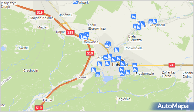 mapa Ruda gmina Janów Lubelski, Ruda gmina Janów Lubelski na mapie Targeo