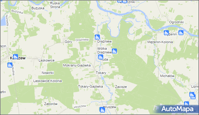 mapa Ruda gmina Korczew, Ruda gmina Korczew na mapie Targeo