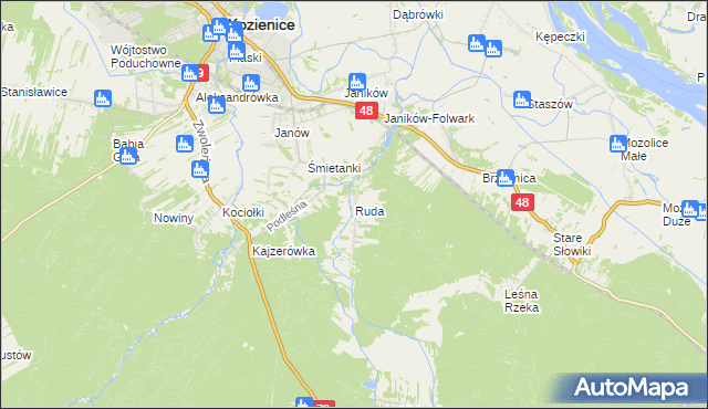 mapa Ruda gmina Kozienice, Ruda gmina Kozienice na mapie Targeo
