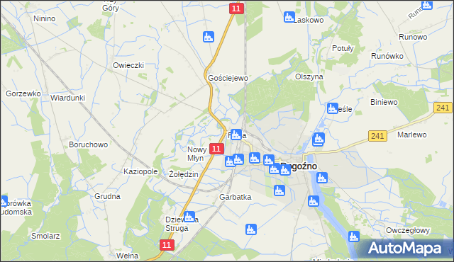 mapa Ruda gmina Rogoźno, Ruda gmina Rogoźno na mapie Targeo