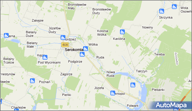 mapa Ruda gmina Serokomla, Ruda gmina Serokomla na mapie Targeo