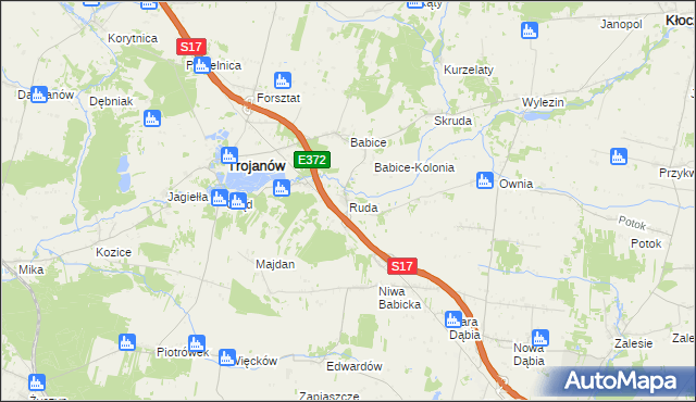 mapa Ruda gmina Trojanów, Ruda gmina Trojanów na mapie Targeo