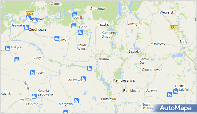 mapa Rudaw, Rudaw na mapie Targeo