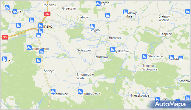 mapa Rudawa gmina Wińsko, Rudawa gmina Wińsko na mapie Targeo