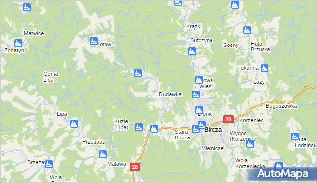 mapa Rudawka gmina Bircza, Rudawka gmina Bircza na mapie Targeo