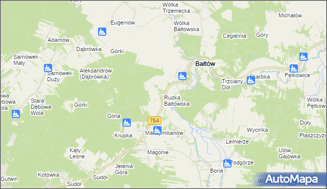 mapa Rudka Bałtowska, Rudka Bałtowska na mapie Targeo