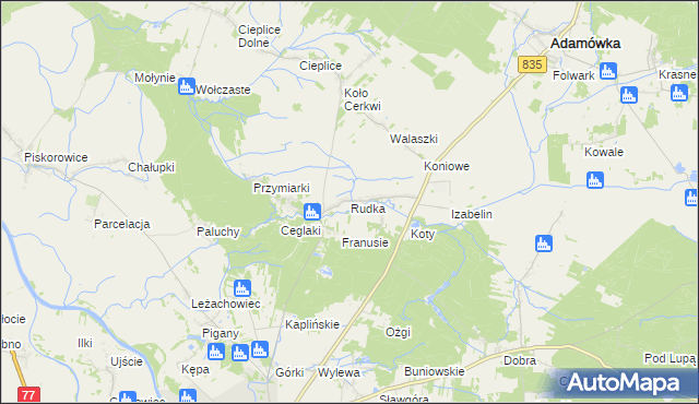 mapa Rudka gmina Sieniawa, Rudka gmina Sieniawa na mapie Targeo