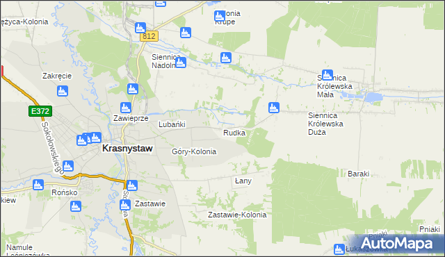 mapa Rudka gmina Siennica Różana, Rudka gmina Siennica Różana na mapie Targeo