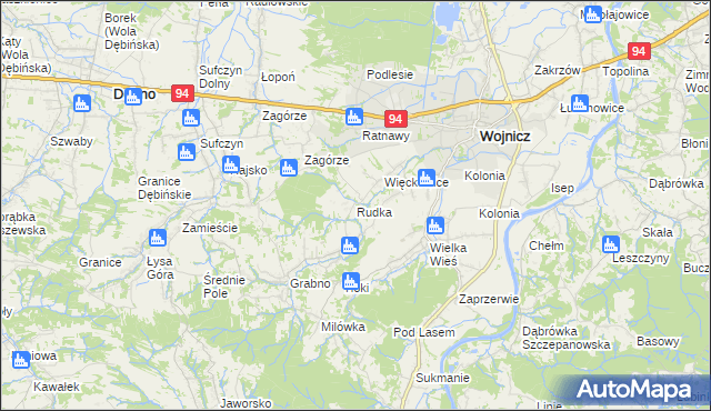 mapa Rudka gmina Wojnicz, Rudka gmina Wojnicz na mapie Targeo