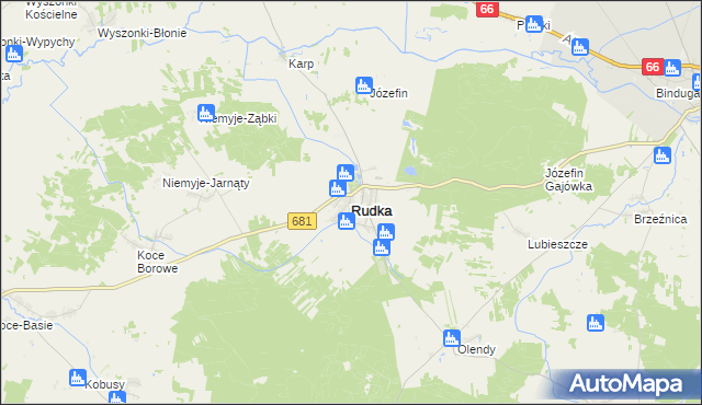 mapa Rudka powiat bielski, Rudka powiat bielski na mapie Targeo